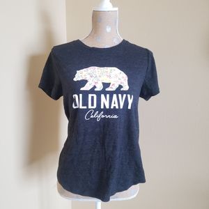 Old Navy California floral bear tshirt medium dark gray heather